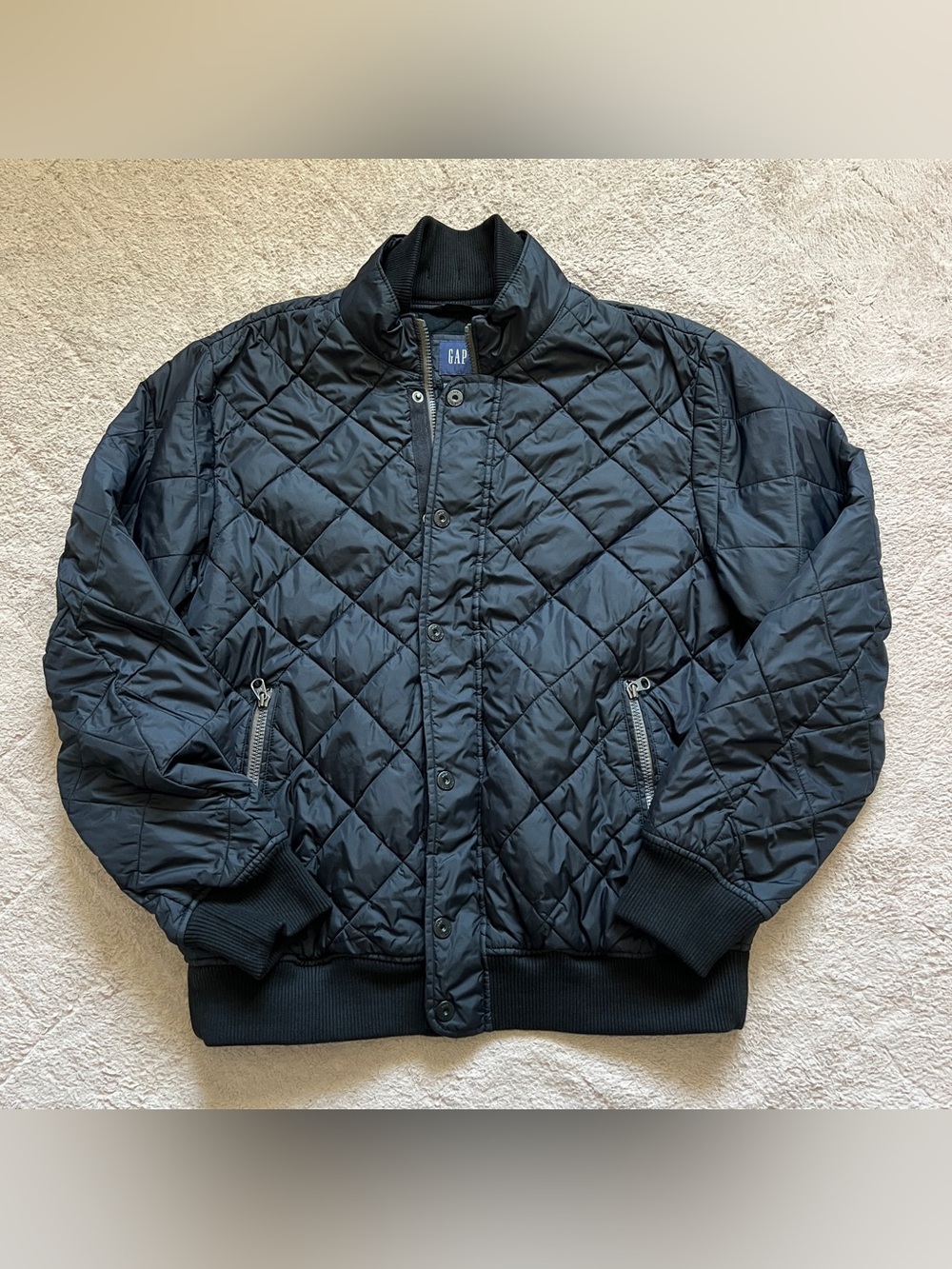 GAP Quilted Puffer Jacket Full Zip Winter Snow Preppy Minimalist Outdoor Sz XL